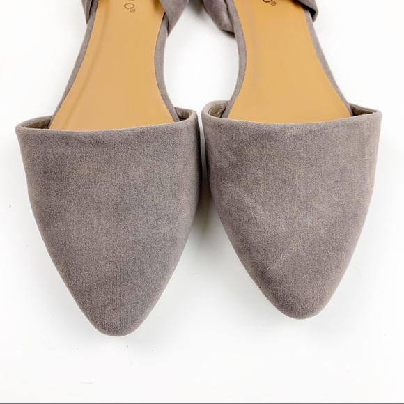 Bamboo Gray Pointed Lace Up Flats - Picture 3 of 5
